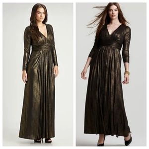 NWT, David Meister Vintage Black and Gold Gown